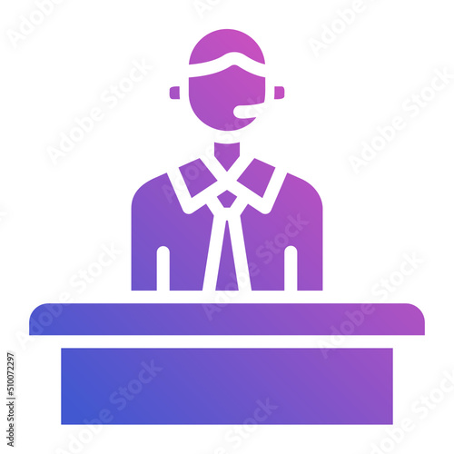 Auction Host flat gradient icon. Can be used for digital product, presentation, print design and more.