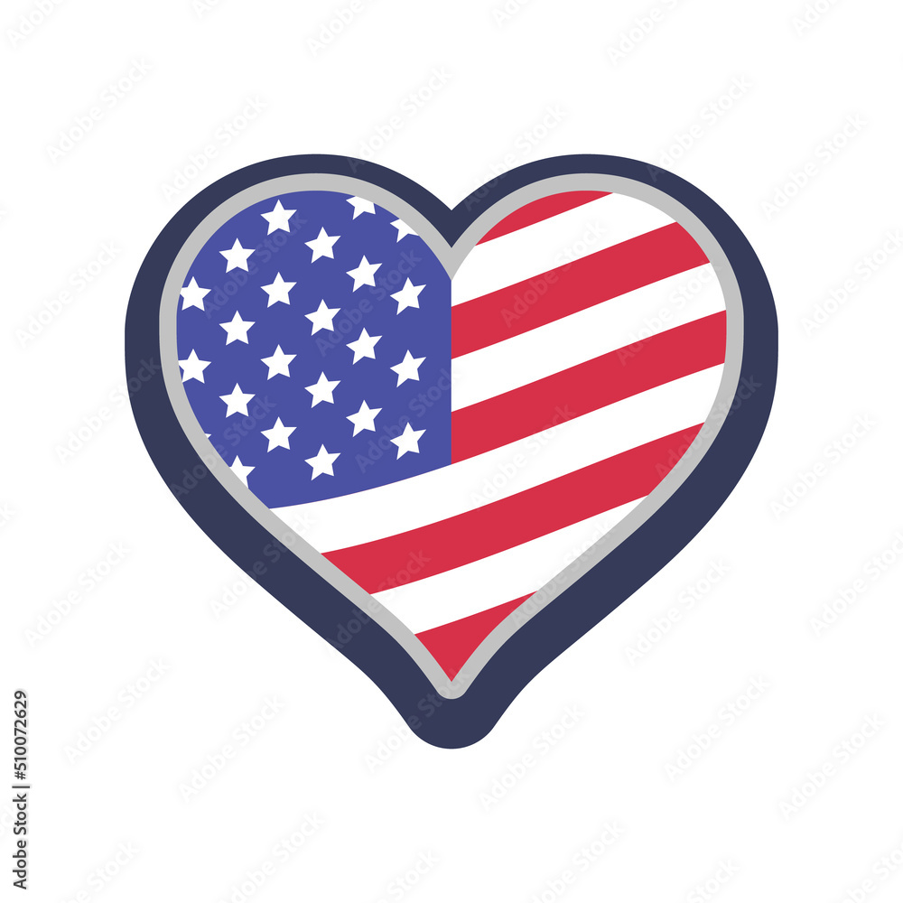 United states heart shape icon. American love patriotic symbol. USA. United states heart shape icon. American love patriotic symbol. USA.