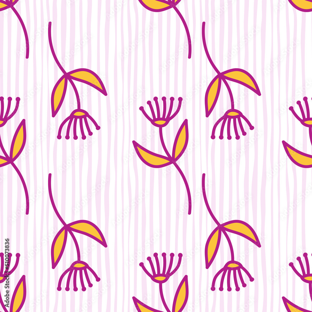 Hand drawn simple cute flower seamless pattern. Abstract floral wallpaper.