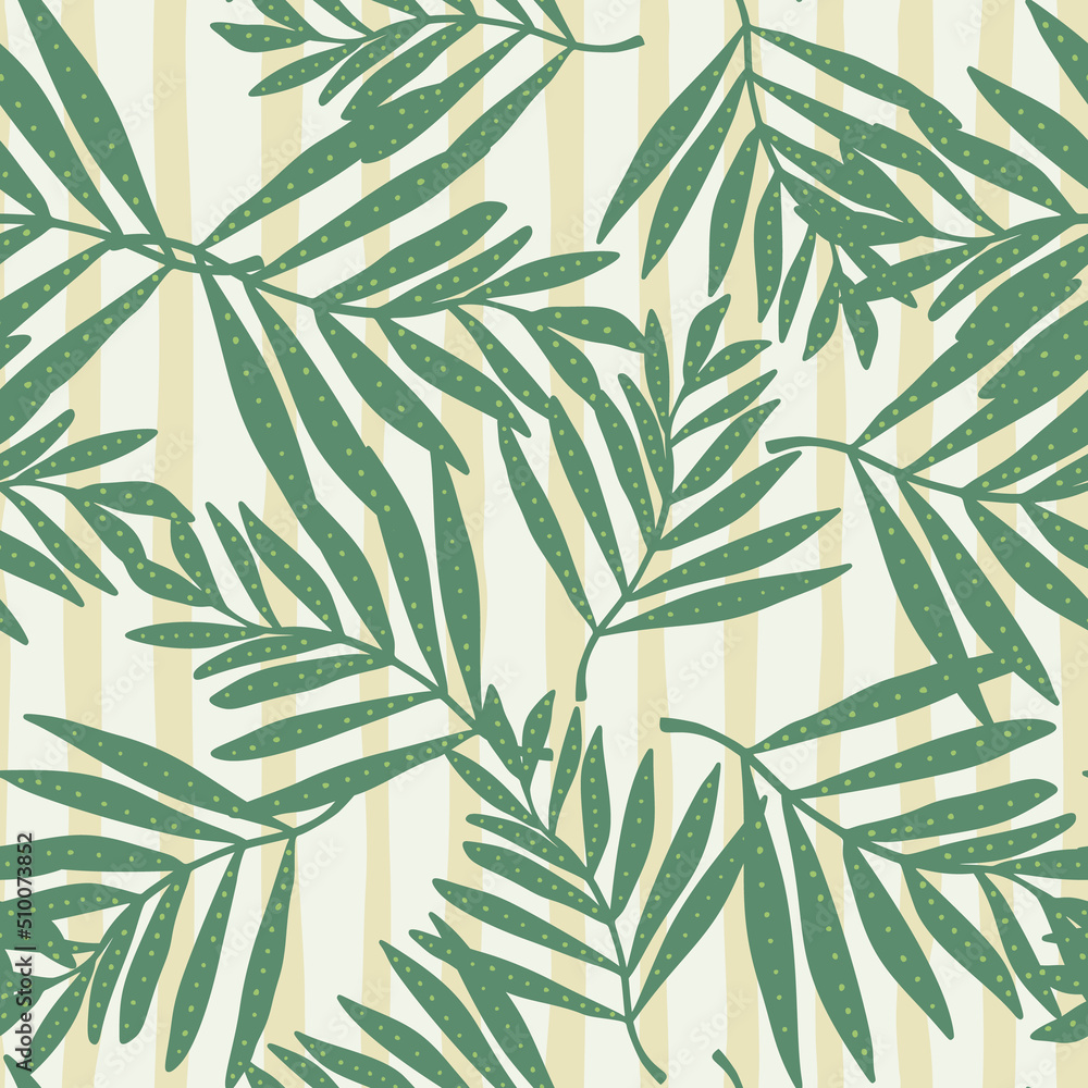 Naklejka premium Creative tropical palm leaves seamless pattern. Jungle leaf wallpaper. Botanical floral background. Exotic plant backdrop.