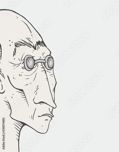 Intelligence man face with glasses
