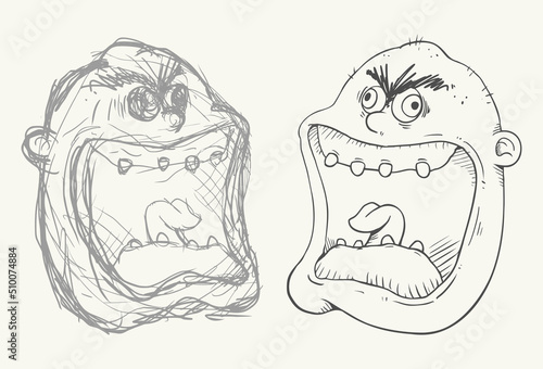 Sketch ugly man face