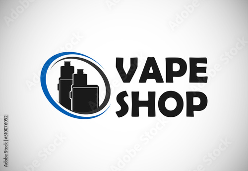 Vape, e-cigarette logo design template. Vape shop electronic vaporizer logo vector illustration.
