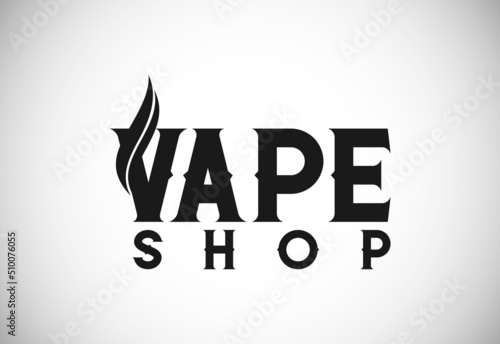 Vape, e-cigarette logo design template. Vape shop electronic vaporizer logo vector illustration.