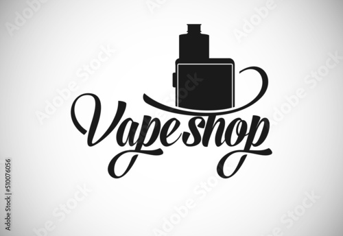Vape, e-cigarette logo design template. Vape shop electronic vaporizer logo vector illustration.
