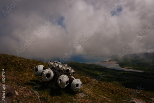 Engine part of British aircraft on the slopes of Mount Brandon, Dingle Peninsula, Kerry, Ireland photo