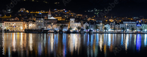 Makarska at night, Croatia