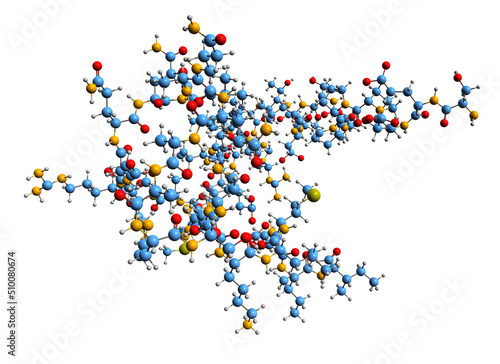  3D image of Corticoliberin skeletal formula - molecular chemical structure of Corticotropin-releasing hormone isolated on white background
 photo