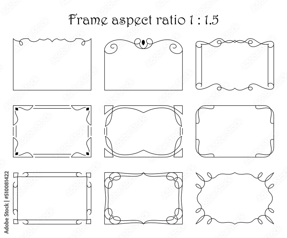 Vector set of rectangular frames with ornament in modern style