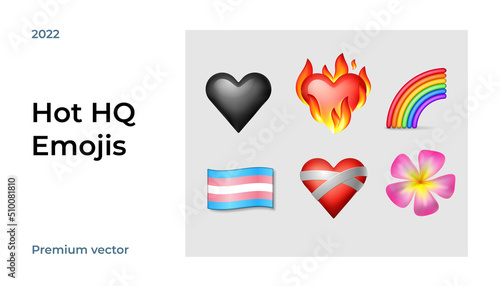 Collection of hot HQ Emojis, vector photo