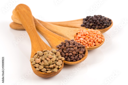 lentils in spoon isolated