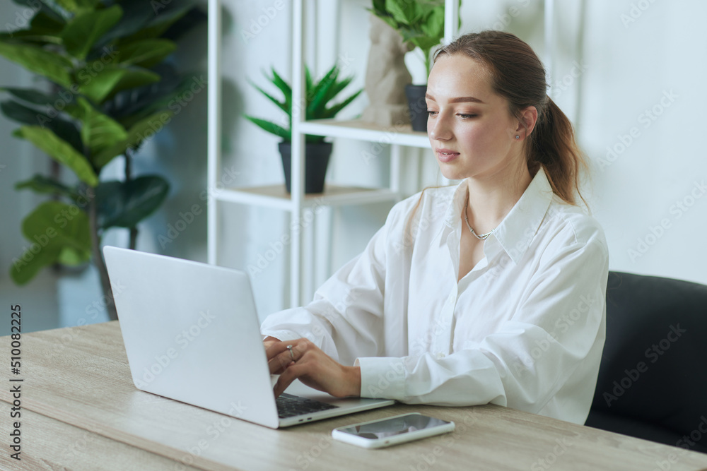 girl holding online meeting or class in online school girl holding online meeting or class in online school