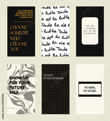 Design backgrounds for social media banner.Set of instagram stories frame templates.Vector cover. Mockup for personal blog or shop.Layout for promotion.