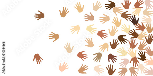 People hands of different skin color vector illustration. Audience concept.