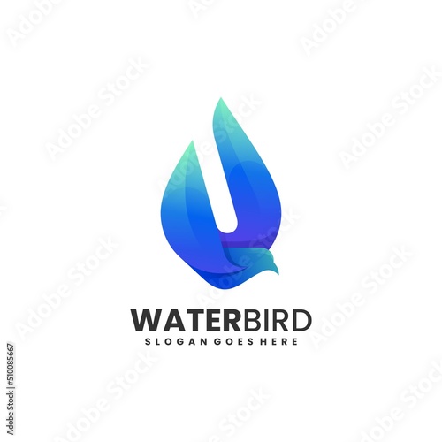 Vector Logo Illustration Water Bird Gradient Colorful Style
