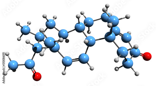  3D image of Dehydroprogesterone skeletal formula - molecular chemical structure of  steroidal progestin isolated on white background
 photo