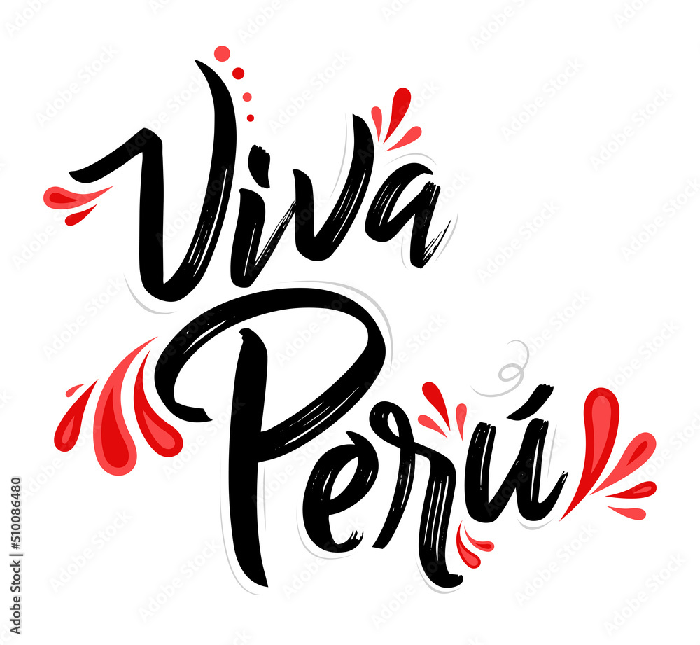 Viva Peru, Live Peru spanish text Patriotic Peruvian flag colors vector. Viva Peru, Live Peru spanish text Patriotic Peruvian flag colors vector.