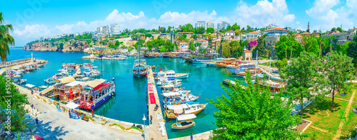 Panorama of Antalya old port in Antalya, Turkey