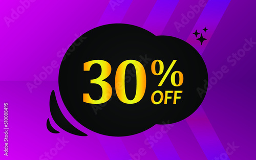 30% off. Thirty percent discount. Banner with golden numbers. Poster for promotion, offers and discounts.