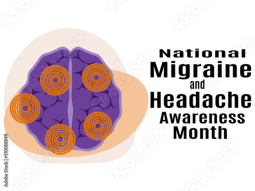 National Migraine and Headache Awareness Month, idea for poster, banner, flyer or postcard