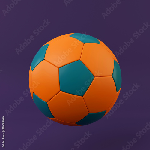 Colourful Soccer Ball 3D render. Minimalistic illustration  modern design  isolated object.