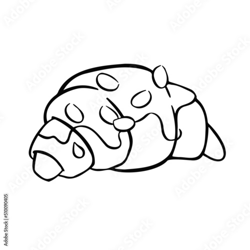 croissant with almonds, cake dessert, hand-drawn illustration