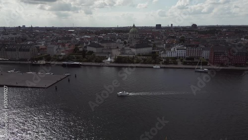 Amalienborg in Copenhagen seen from above following small boat  photo