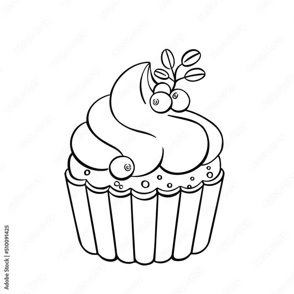 sweet cupcake bun, cake dessert, hand drawn illustration sweet cupcake bun, cake dessert, hand drawn illustration