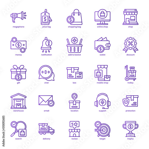 Marketplace icon pack for your website design, logo, app, UI. Marketplace icon basic line gradient design. Vector graphics illustration and editable stroke.