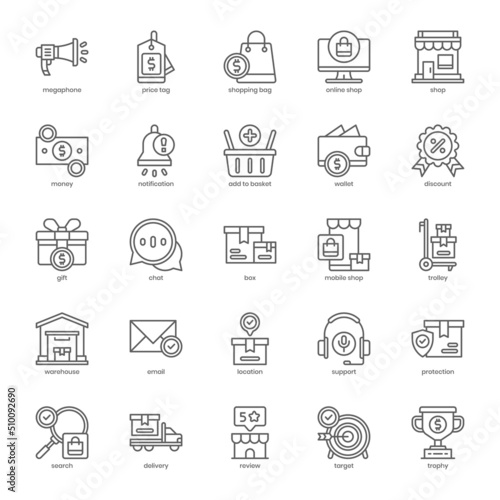 Marketplace icon pack for your website design, logo, app, UI. Marketplace icon outline design. Vector graphics illustration and editable stroke.