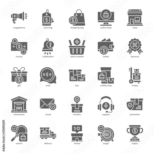 Marketplace icon pack for your website design, logo, app, UI. Marketplace icon glyph design. Vector graphics illustration and editable stroke.