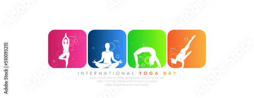 21 June- international yoga day, abstract woman in yoga body posture. 