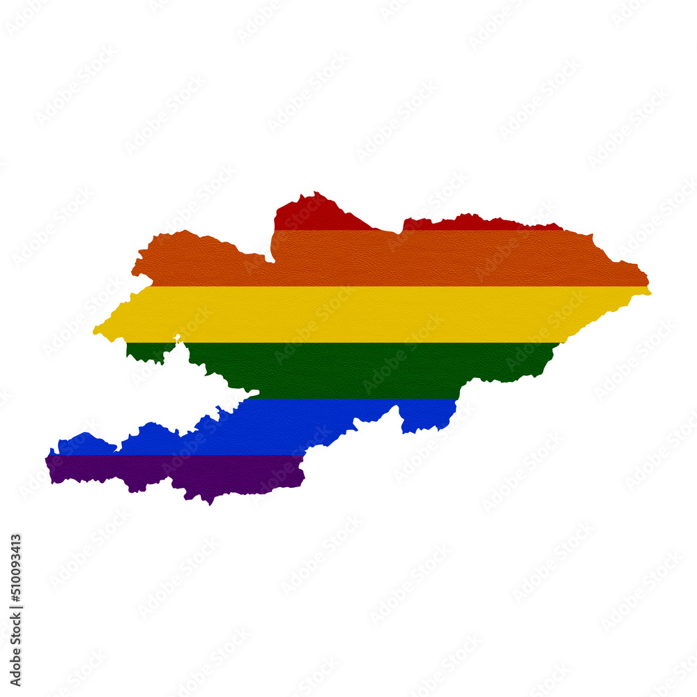 Fototapeta premium Sublimation textured background in colors of LGBT flag on white background. Kyrgyzstan