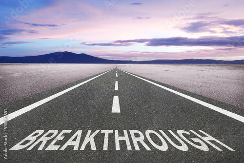 Wallpaper Mural Breakthrough text on hgihway at the beach for new idea concept. Torontodigital.ca