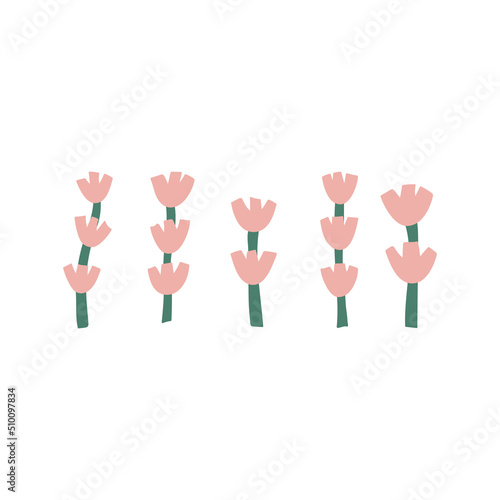 Spring isolated abstract pink flowers. Vector set of flowers illustration