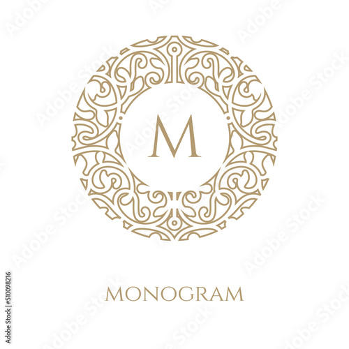 Decorative ornamental monogram framer.Graphic element for the design of initials.