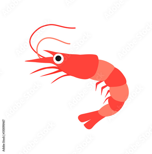 Shrimp simple flat design, Icon Vector illustration.