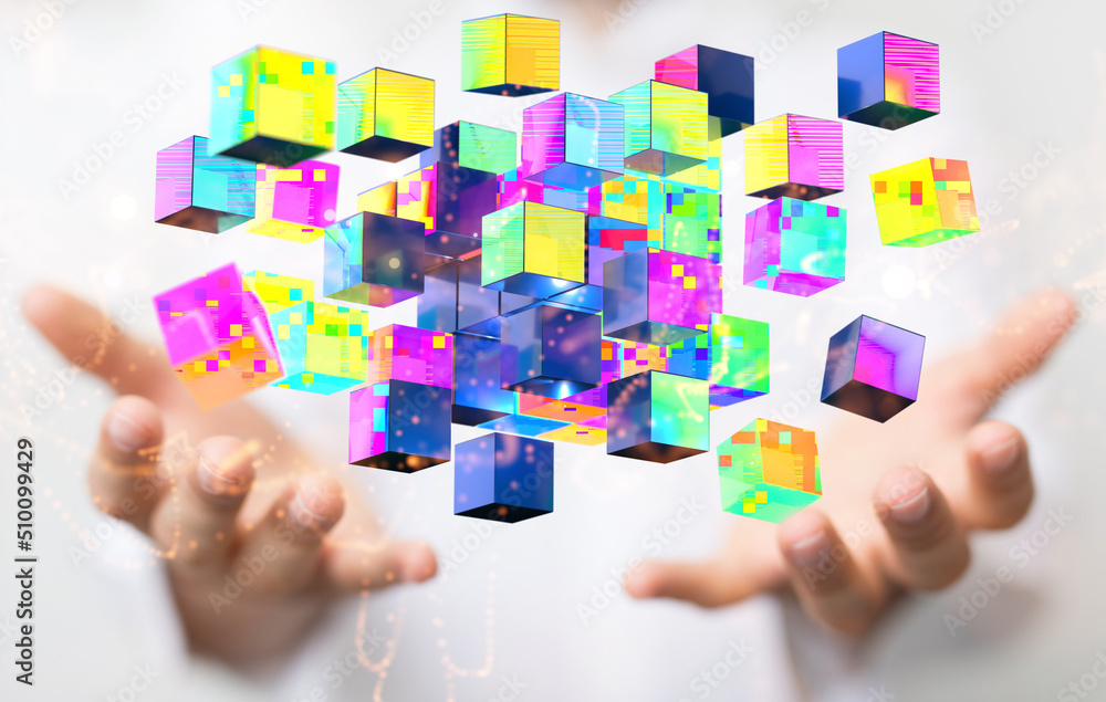Neural network 3D illustration. Big data and cybersecurity Neural network 3D illustration. Big data and cybersecurity