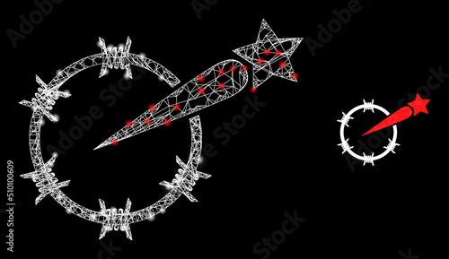 Crossing mesh freedom framework illustration with lightspots. Illuminated vector constellation is created from freedom icon. Vector frame net freedom icon.