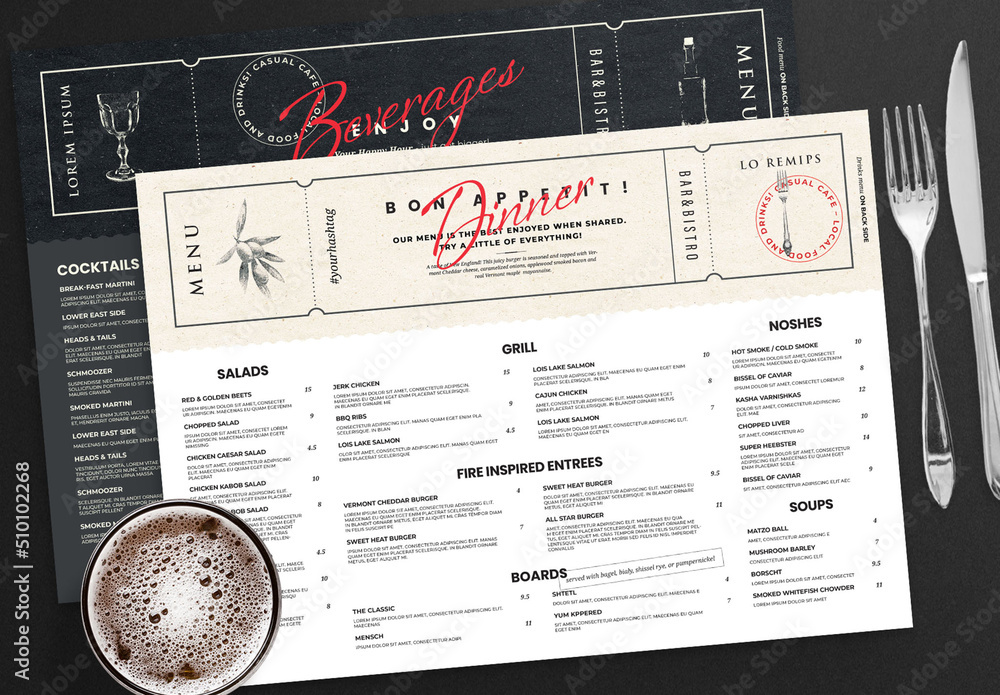 Contemporary Food Menu Layout for Cafes Bar Restaurant Stock Template ...