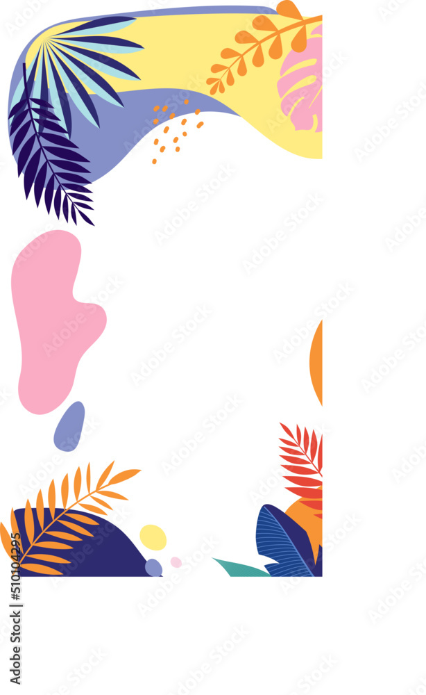 Fototapeta premium Abstract Botanical Summer Frame with Tropical Leaves