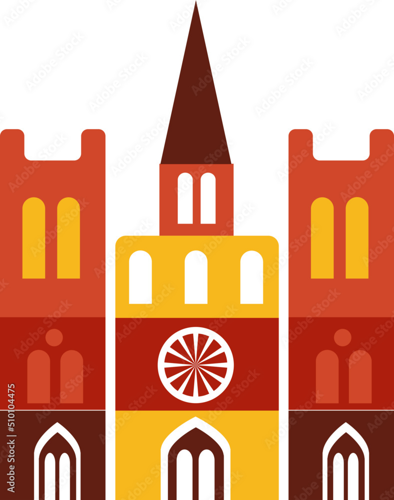 Medieval Cathedral / Old Church Flat Illustration