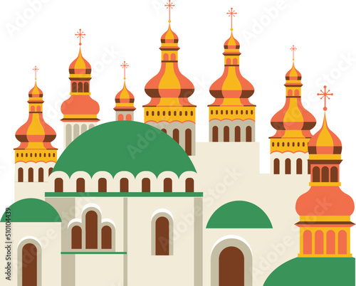 Saint Sophia Cathedral in Kyiv, Ukraine - Flat Illustration