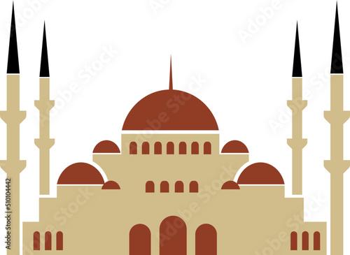 Blue Mosque in Istanbul, Turkey - Flat Illustration