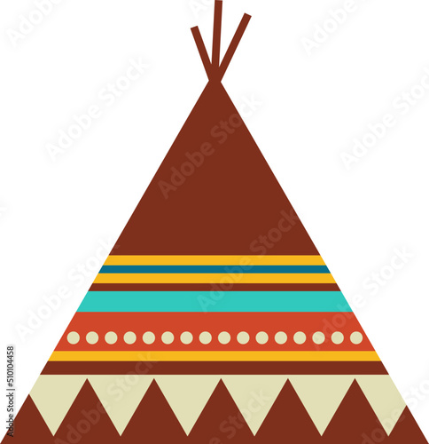 Traditional Indian Wigwam / Native American Tepee- Flat Illustration