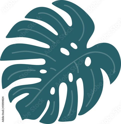 Abstract Boho Tropical Monstera Leaf Illustration