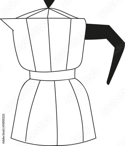Traditional Italian Stovetop Coffee Maker / Moka Pot Logo Template Line Art Illustration