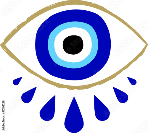 Blue Evil Eye Traditional Protection Amulet Illustration