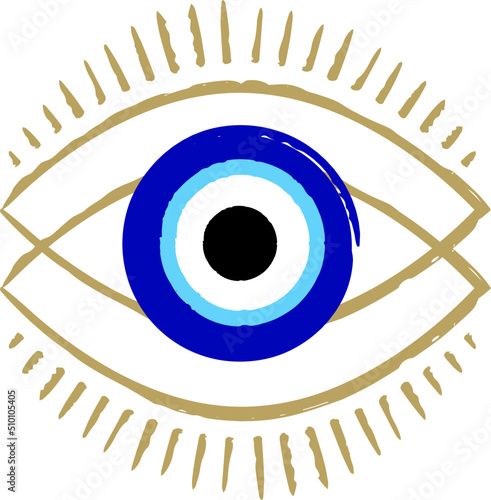 Blue Evil Eye Traditional Protection Amulet Illustration photo