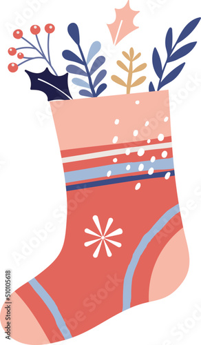 Abstract Retro Christmas Sock Illustration